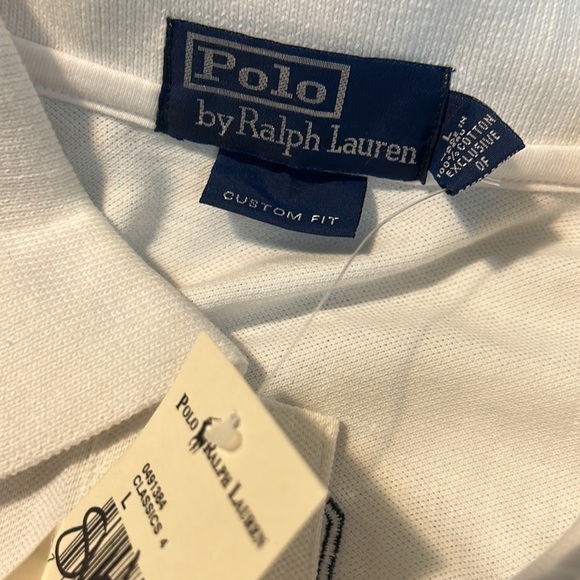 Polo Ralph Lauren White Blue USA Large Horse Custom Fit Polo L - Picture 6 of 6